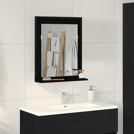 Specchio con lo scaffale Rovere nero 50 x 12 x 60 cm