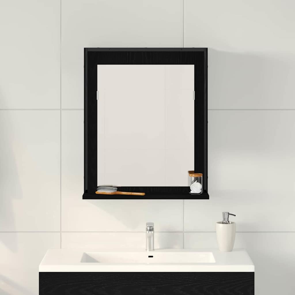 Specchio con lo scaffale Rovere nero 50 x 12 x 60 cm | homemem39