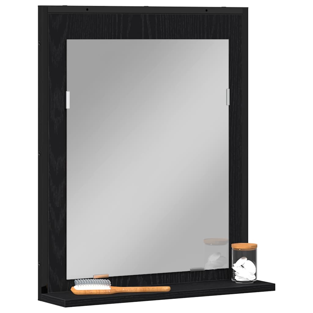 Specchio con lo scaffale Rovere nero 50 x 12 x 60 cm | homemem39