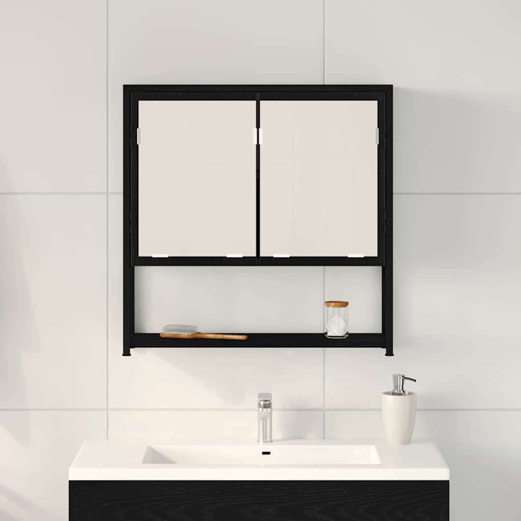 Mobiletto per specchio con porta Rovere Nero 60 x 16 x 60 cm | homemem39