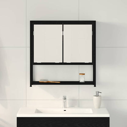 Mobiletto per specchio con porta Rovere Nero 60 x 16 x 60 cm | homemem39