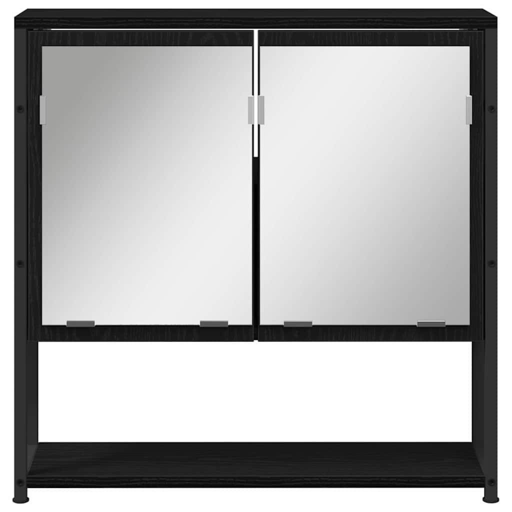 Mobiletto per specchio con porta Rovere Nero 60 x 16 x 60 cm | homemem39