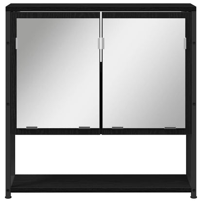 Mobiletto per specchio con porta Rovere Nero 60 x 16 x 60 cm | homemem39
