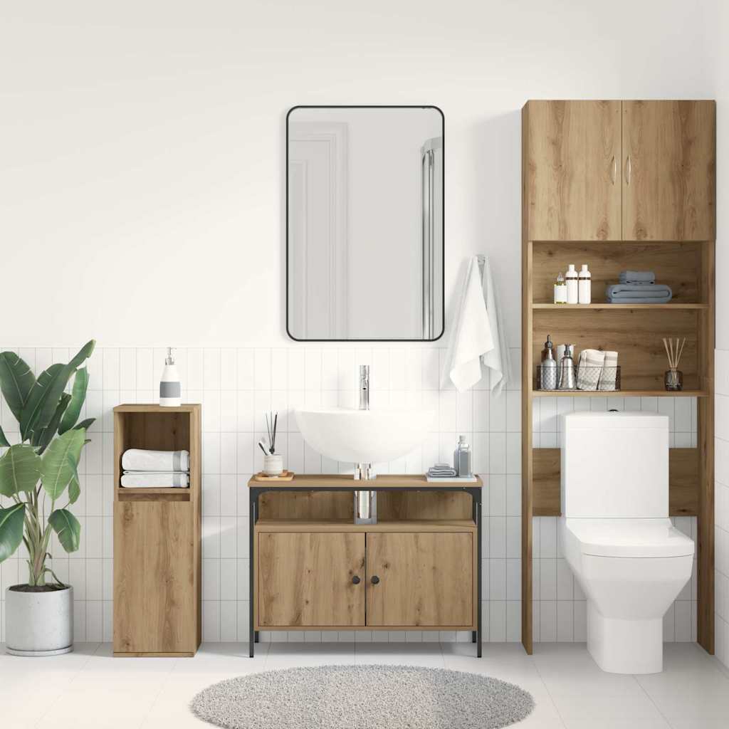 Armadio per Lavabo da Bagno rovere artigianale 80 x 30 x 60 cm | homemem39