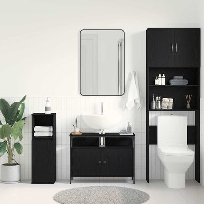 Armadio per Lavabo da Bagno Rovere nero 80 x 30 x 60 cm | homemem39