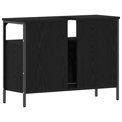 Armadio per Lavabo da Bagno Rovere nero 80 x 30 x 60 cm | homemem39