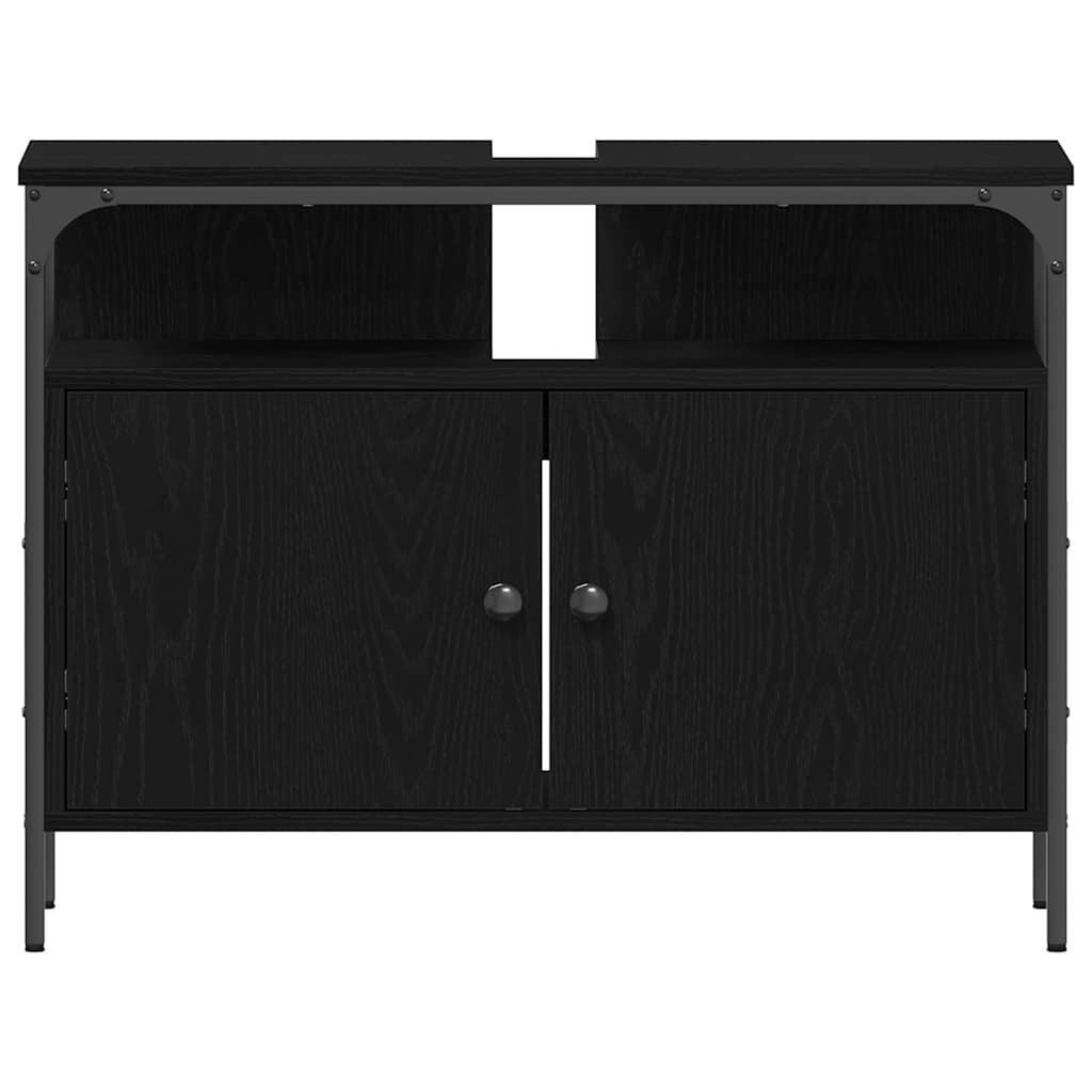 Armadio per Lavabo da Bagno Rovere nero 80 x 30 x 60 cm | homemem39