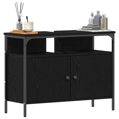 Armadio per Lavabo da Bagno Rovere nero 80 x 30 x 60 cm | homemem39