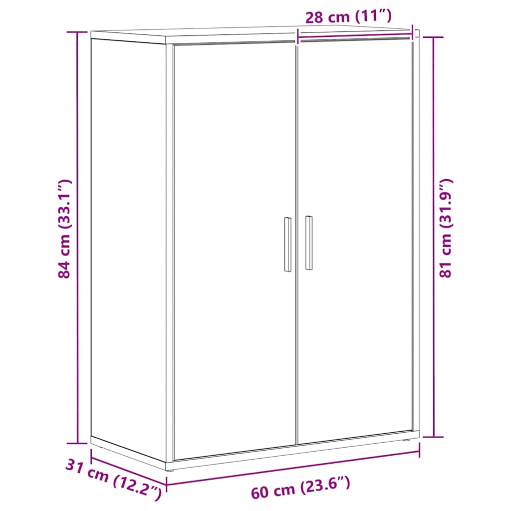 Credenza Rovere nero 60 x 31 x 84 cm Legno multistrato