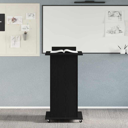 Podio con ruota Rovere Nero 55 x 55 x 107 cm Legno multistrato | homemem39