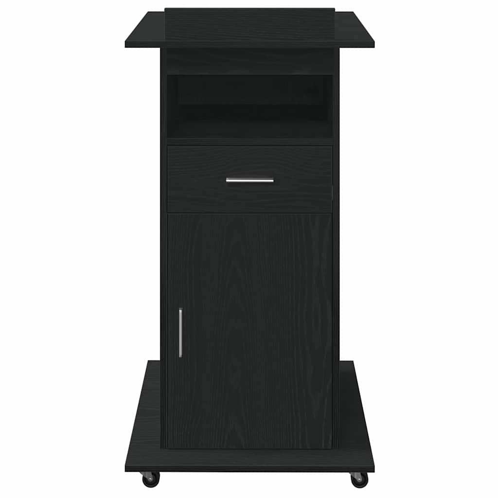 Podio con ruota Rovere Nero 55 x 55 x 107 cm Legno multistrato | homemem39
