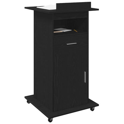 Podio con ruota Rovere Nero 55 x 55 x 107 cm Legno multistrato | homemem39