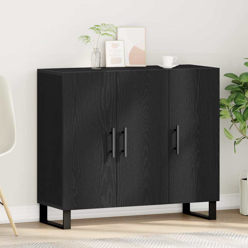 Credenza Rovere nero 90 x 34 x 80 cm Legno multistrato
