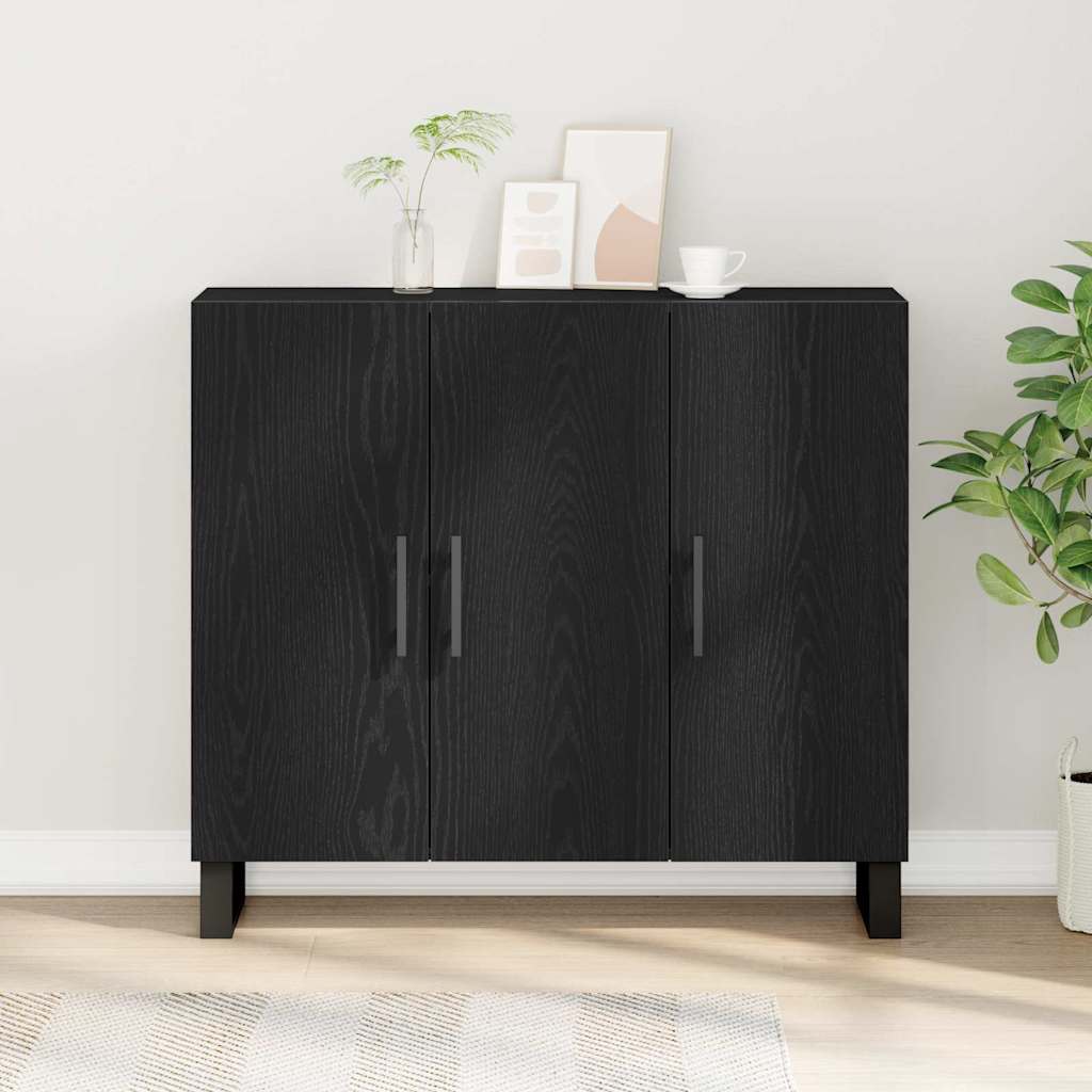 Credenza Rovere nero 90 x 34 x 80 cm Legno multistrato
