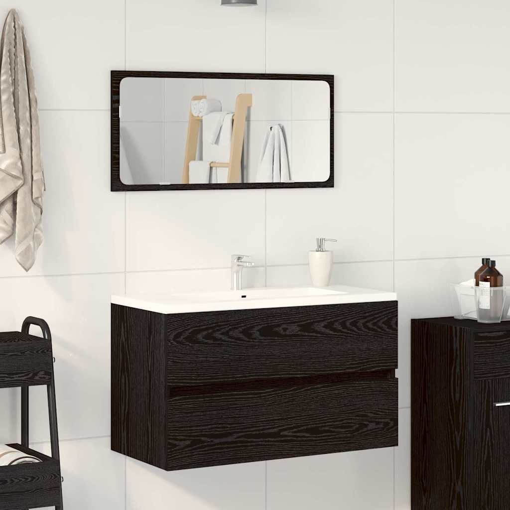 Set di mobili per il bagno 2 pcs Rovere Nero Legno multistrato