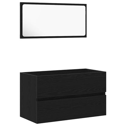 Set di mobili per il bagno 2 pcs Rovere Nero Legno multistrato