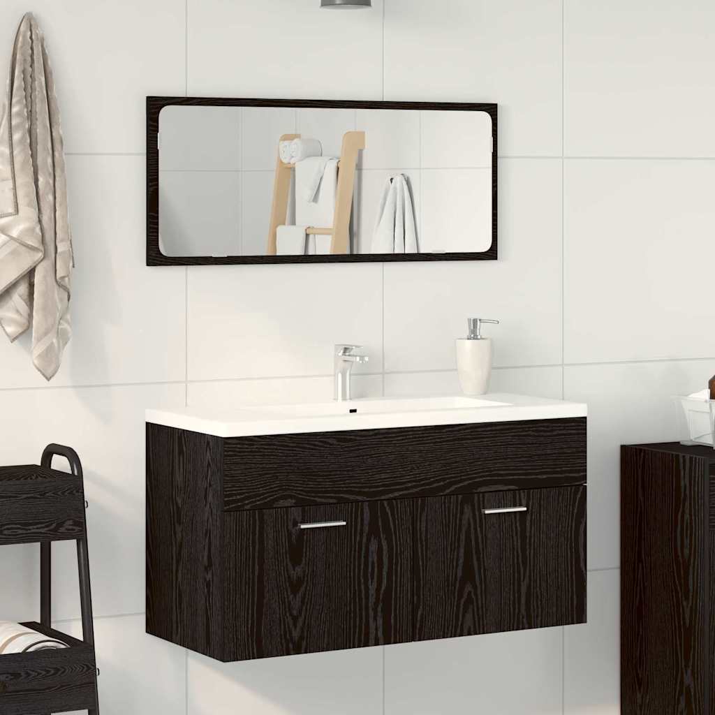 Set di mobili per il bagno 2 pcs Rovere Nero Legno multistrato