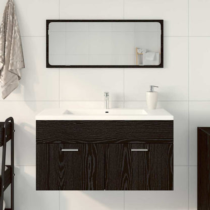 Set di mobili per il bagno 2 pcs Rovere Nero Legno multistrato