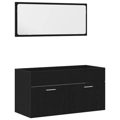 Set di mobili per il bagno 2 pcs Rovere Nero Legno multistrato