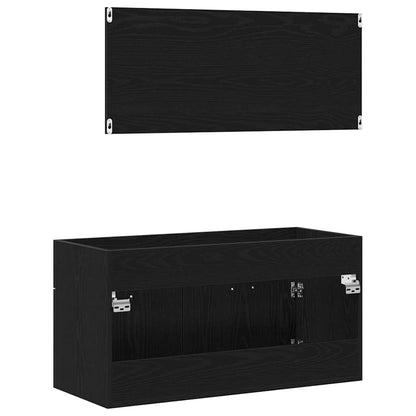 Set di mobili per il bagno 2 pcs Rovere Nero Legno multistrato