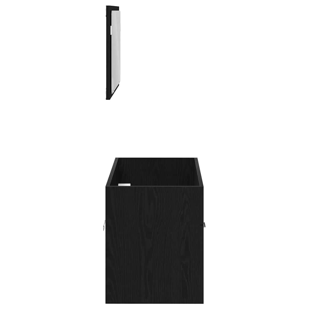 Set di mobili per il bagno 2 pcs Rovere Nero Legno multistrato