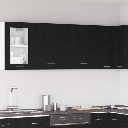 Armadi appesi con porta 2 pcs Rovere nero 100 x 31 x 60 cm