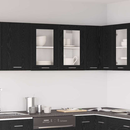 Armadietto di vetro appeso Rovere nero 80 x 31 x 60 cm