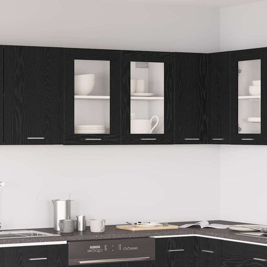 Armadietto di vetro appeso Rovere nero 80 x 31 x 60 cm