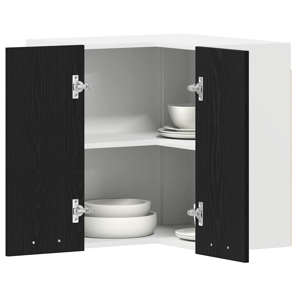 Armadietto angolare appeso Rovere nero 57 x 57 x 60 cm