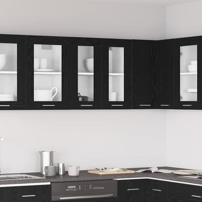 Armadietto di vetro appeso Riga Rovere nero 60 x 31 x 60 cm