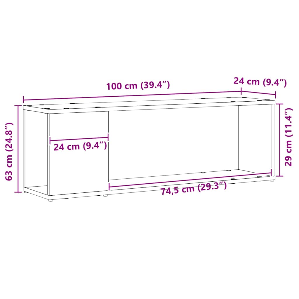 Centro di intrattenimento Nero 100 x 24 x 32 cm