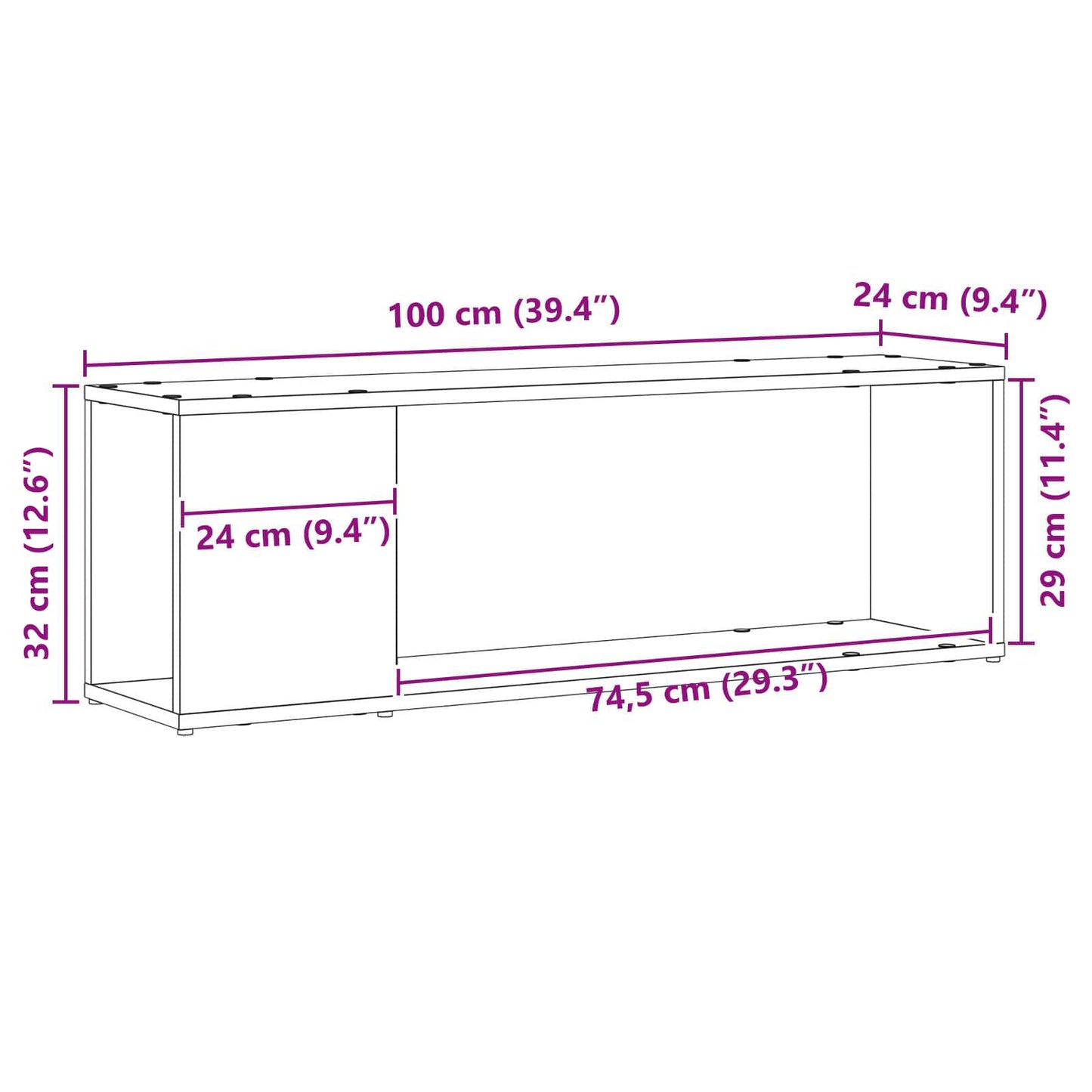 Set mobile TV Nero 100 x 24 x 63 cm Legno multistrato