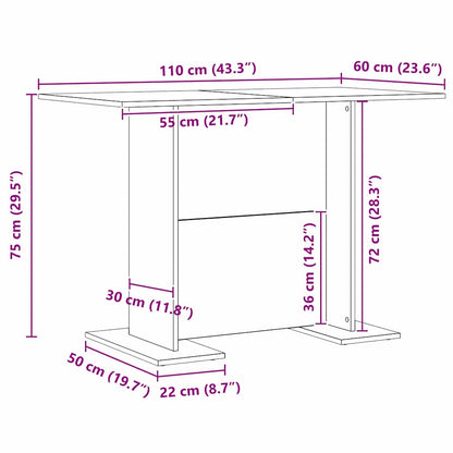 Tavolo da pranzo Nero 110 x 60 x 75 cm Legno multistrato