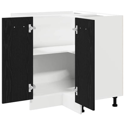 Armadio angolare in basso con lo scaffale Riga Rovere nero