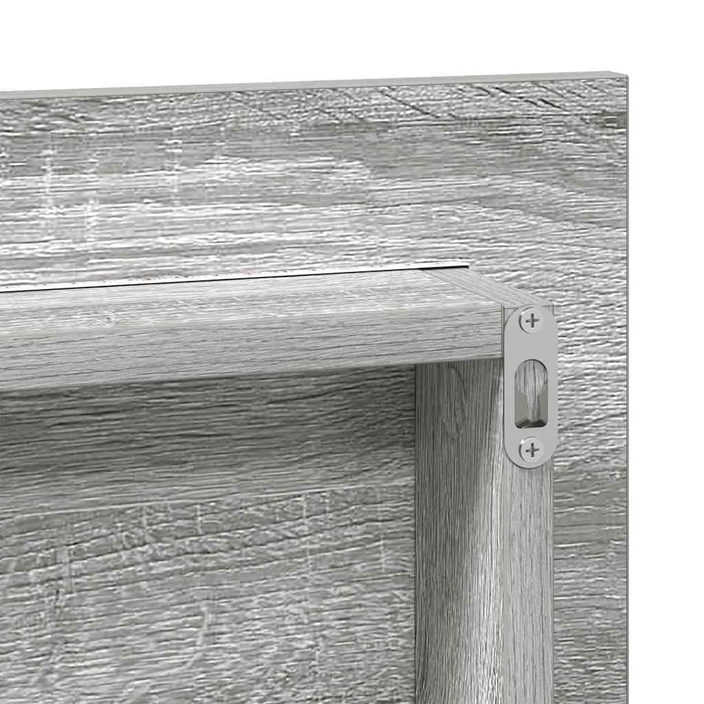 Specchio con luci a strisce a LED Grigio sonoma alto 80 x 37 cm | homemem39