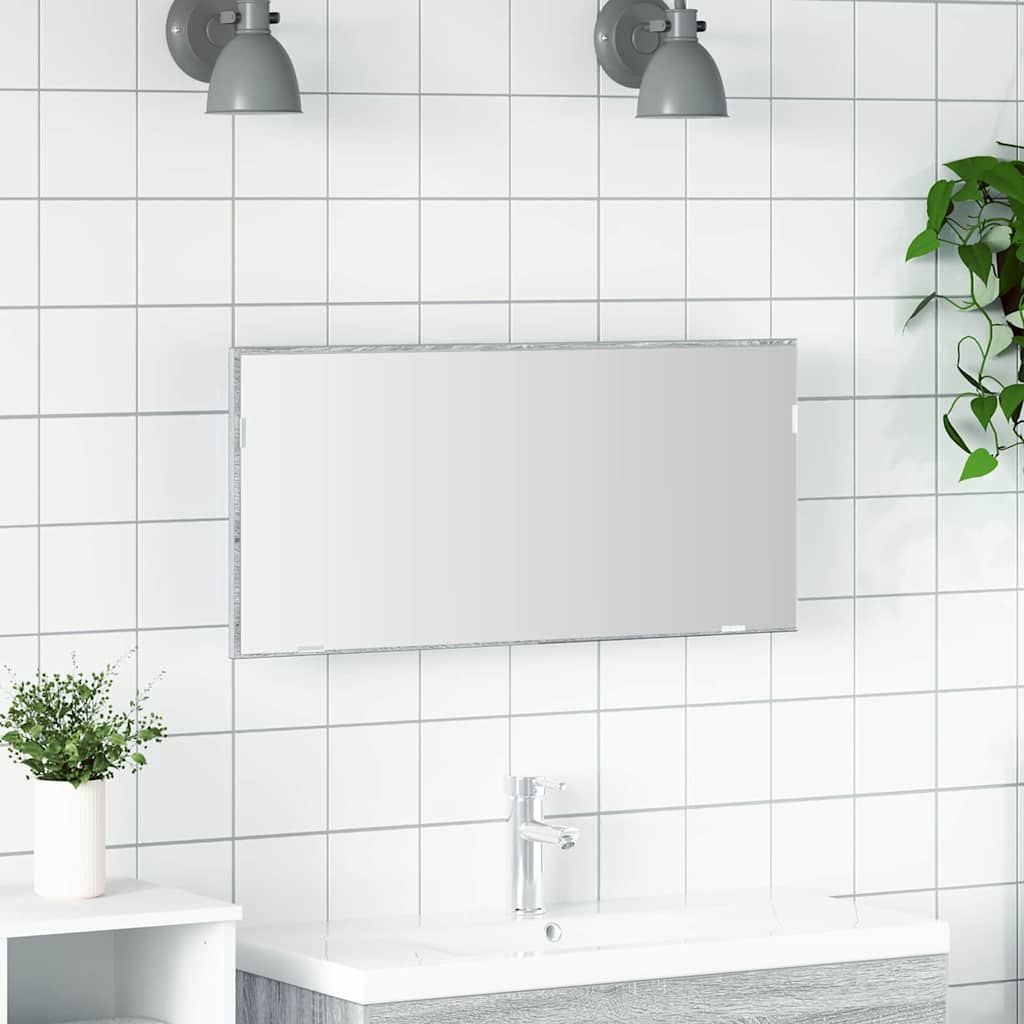 Specchio con luci a strisce a LED Grigio sonoma alto 80 x 37 cm | homemem39