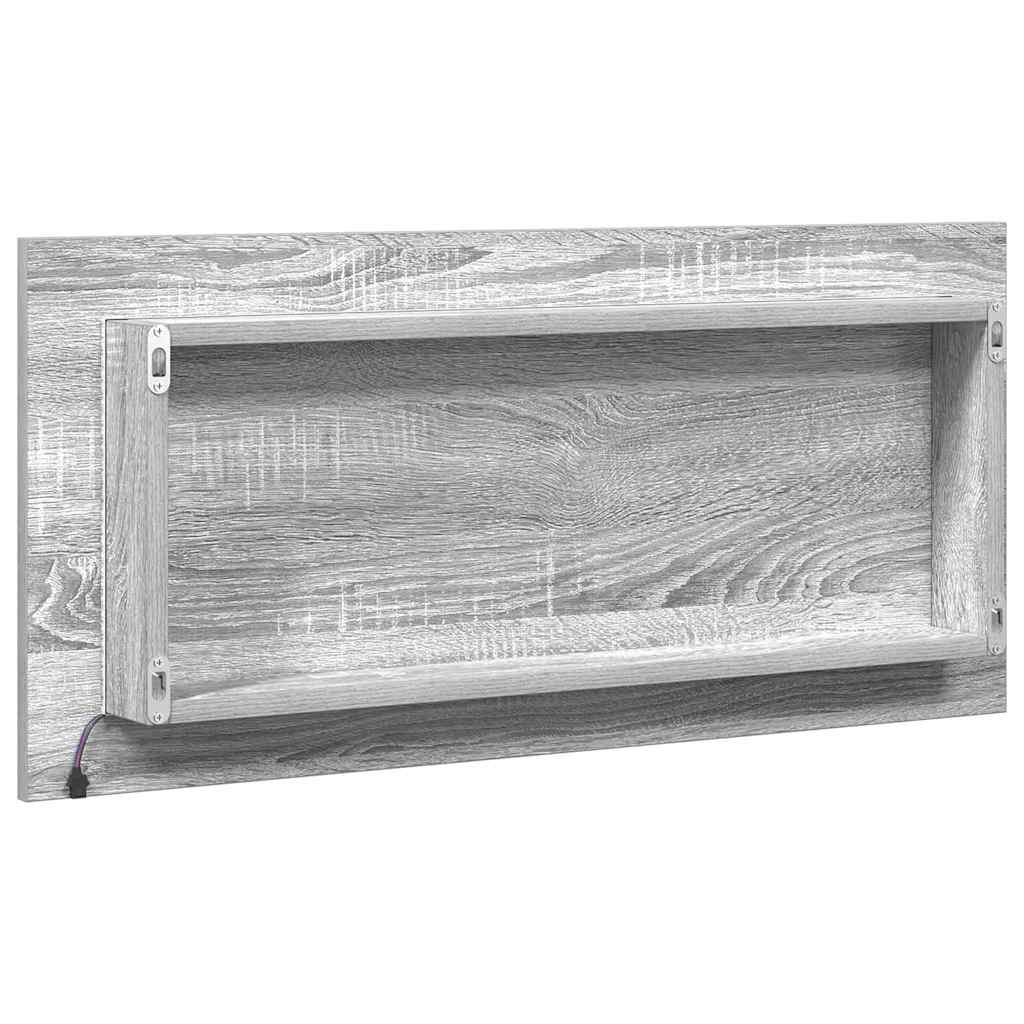 Specchio con luci a strisce a LED Grigio sonoma alto 80 x 37 cm | homemem39