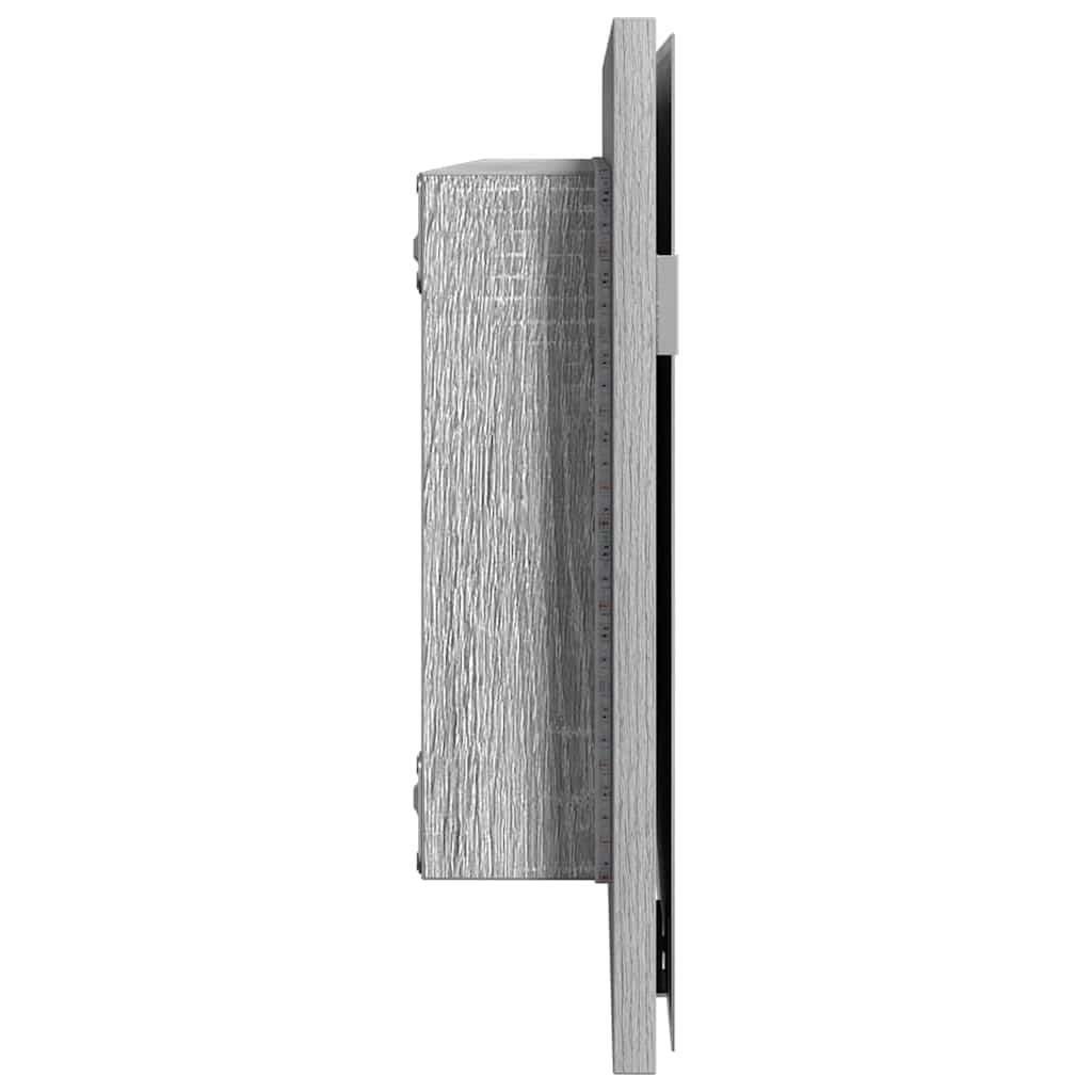 Specchio con luci a strisce a LED Grigio sonoma alto 80 x 37 cm | homemem39