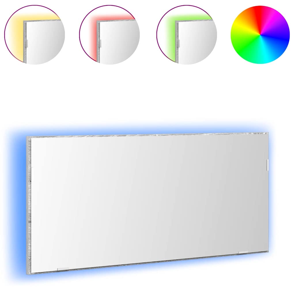 Specchio con luci a strisce a LED Grigio sonoma alto 80 x 37 cm | homemem39