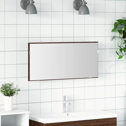 Specchio Rovere marrone 80 x 37 cm Vetro e Legno Ingegnerizzato | homemem39