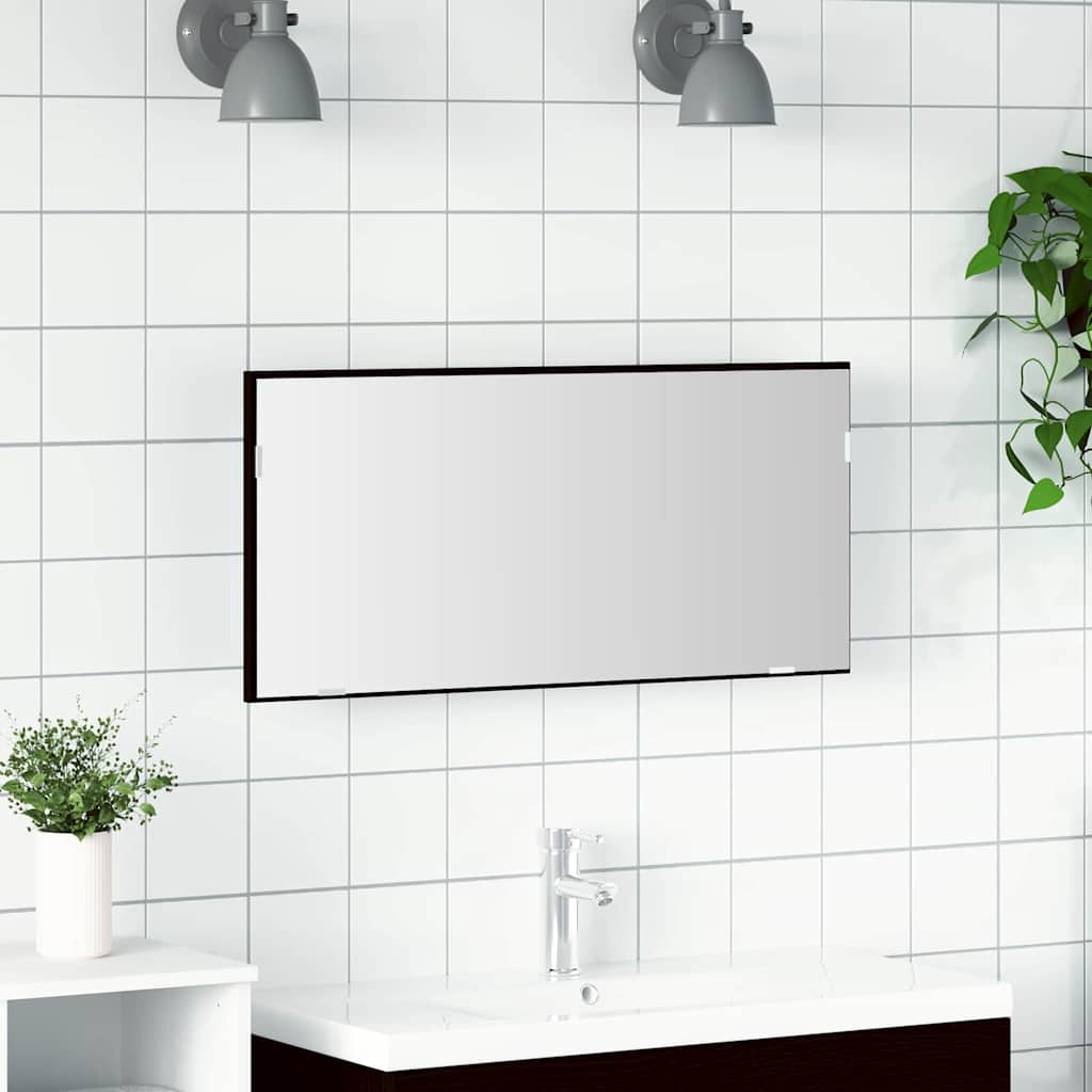 Specchio Rovere nero 80 x 37 cm Vetro e Legno Ingegnerizzato | homemem39