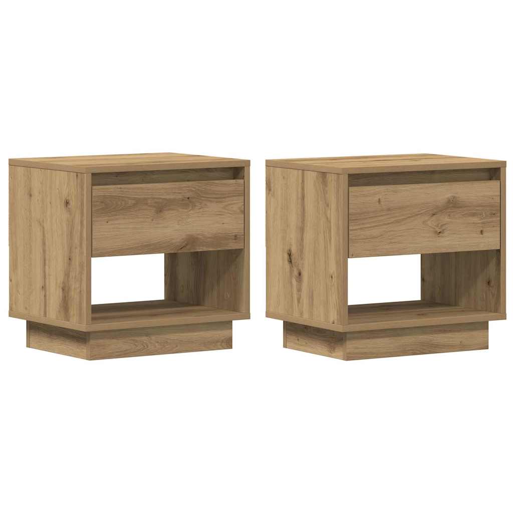 Comodino con cassetto 2 pcs rovere artigianale 45 x 34 x 44 cm