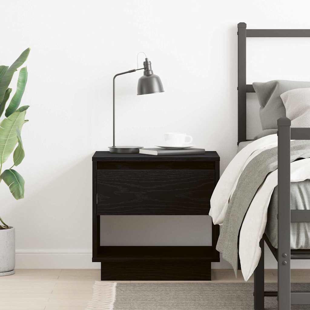 Comodino Rovere Nero 45 x 34 x 44 cm Legno multistrato | homemem39