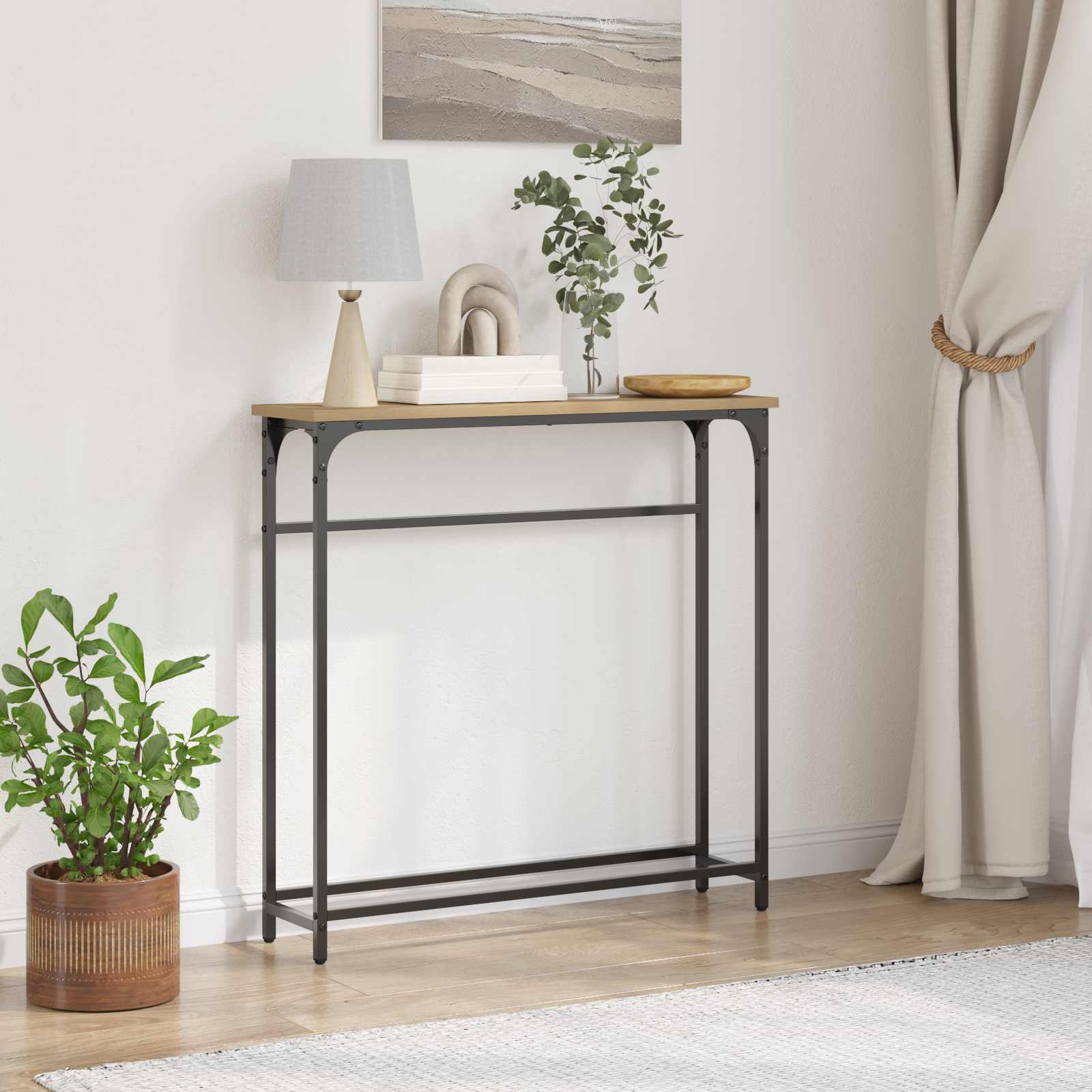 Tavolo consolle Rovere artigianale 75 x 19,5 x 75 cm | homemem39