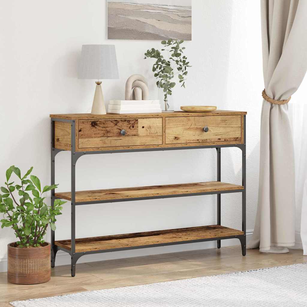 Tavolo Consolle con cassetto Legno vecchio 100 x 25 x 75 cm