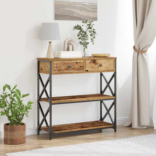 Tavolo Consolle con cassetto Legno vecchio 75 x 28 x 75 cm