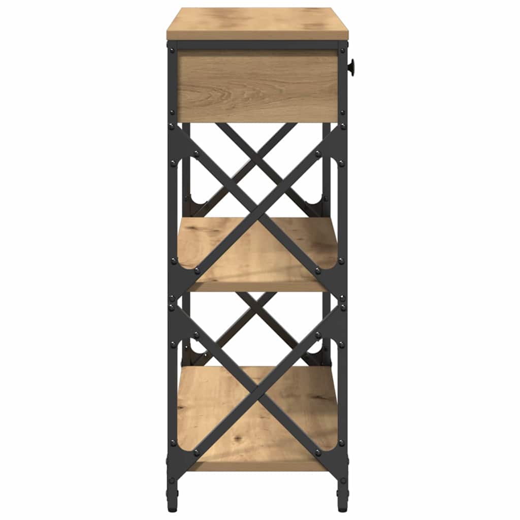 Tavolo Consolle con cassetto rovere artigianale 75 x 28 x 75 cm