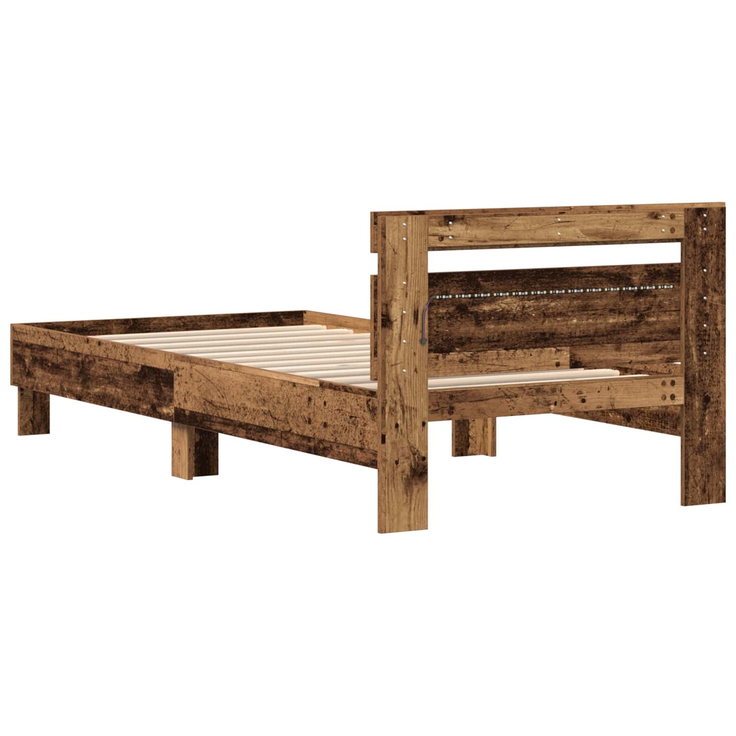 Struttura del letto con led Legno vecchio 100 x 200 cm | homemem39