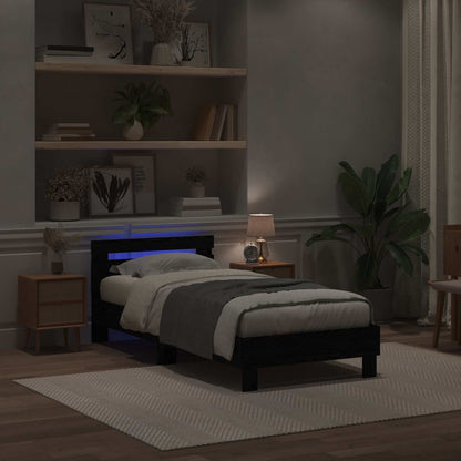 Struttura del letto Rovere Nero 100 x 200 cm Legno multistrato | homemem39