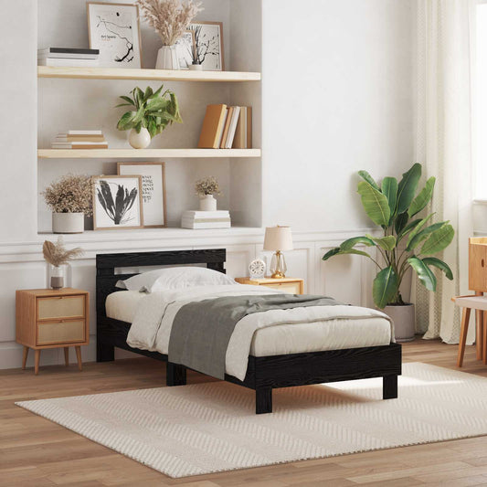 Struttura del letto Rovere Nero 100 x 200 cm Legno multistrato | homemem39
